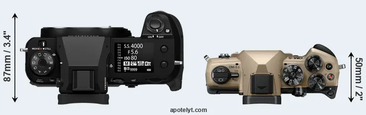 Compare GFX 100S II versus OM-5 II top