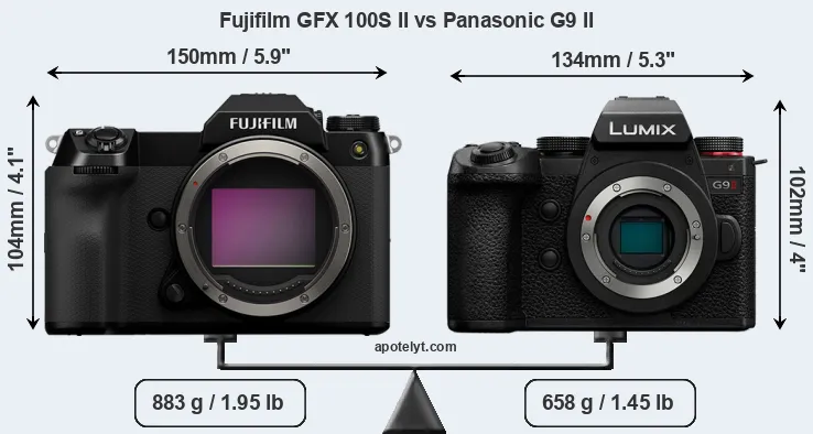 Size Fujifilm GFX 100S II vs Panasonic G9 II