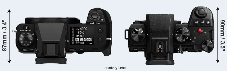 Compare GFX 100S II versus G9 II top