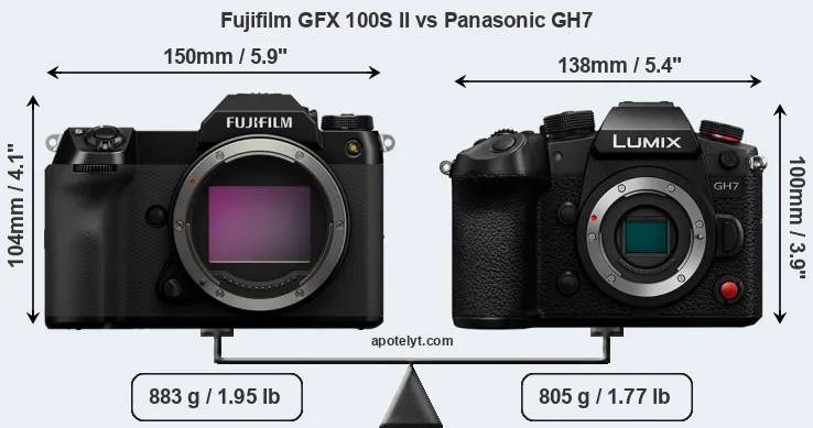 Size Fujifilm GFX 100S II vs Panasonic GH7