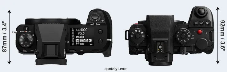 Compare GFX 100S II versus S1 II top