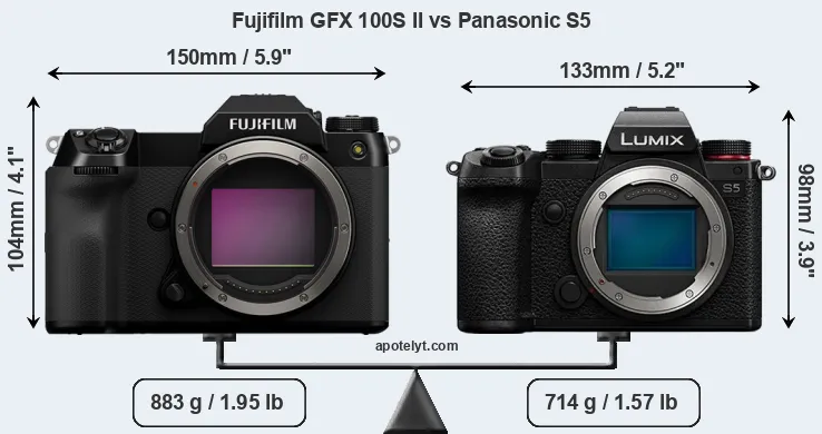 Size Fujifilm GFX 100S II vs Panasonic S5