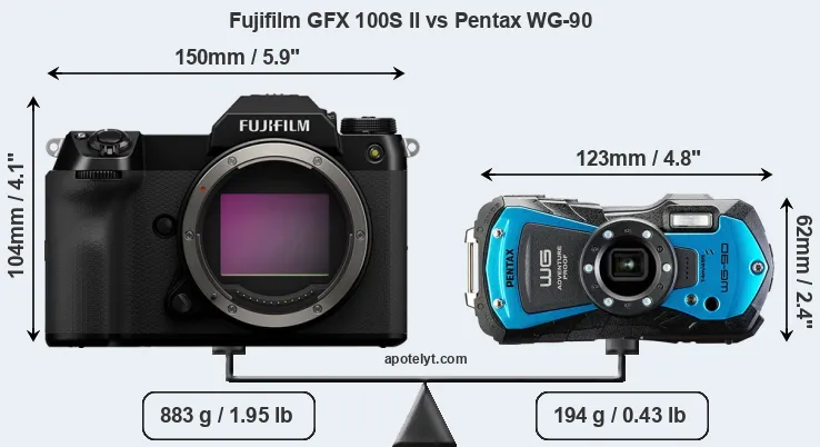 Size Fujifilm GFX 100S II vs Pentax WG-90