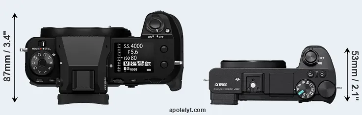 Compare GFX 100S II versus A6500 top