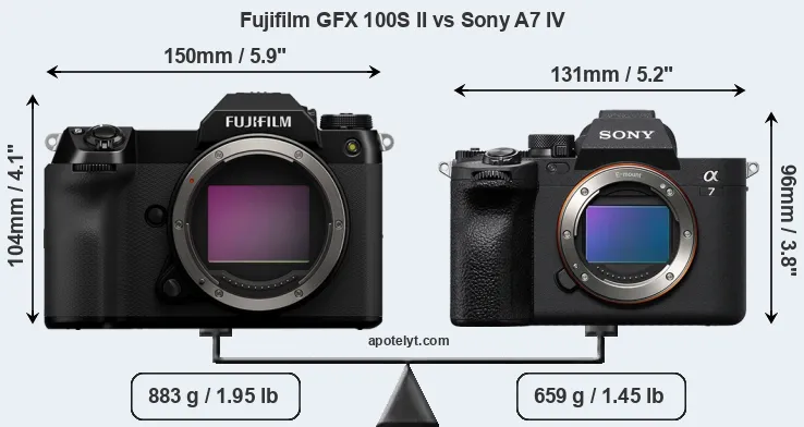 Size Fujifilm GFX 100S II vs Sony A7 IV