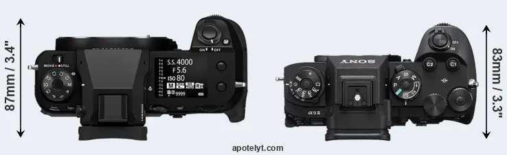 Compare GFX 100S II versus A9 III top