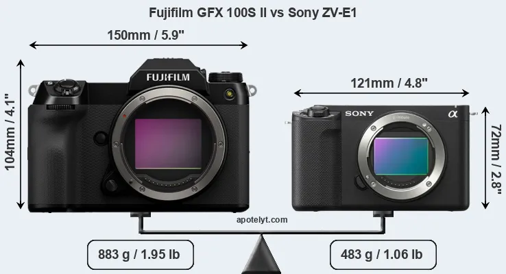 Size Fujifilm GFX 100S II vs Sony ZV-E1