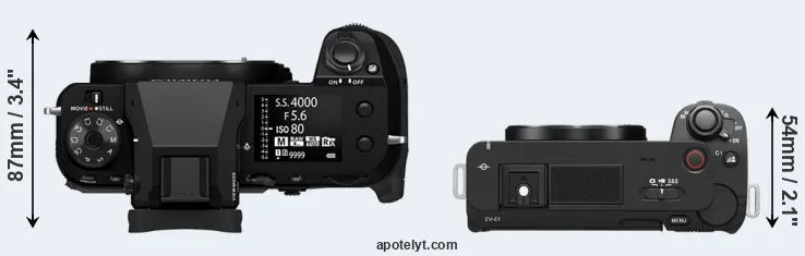 Compare GFX 100S II versus ZV-E1 top