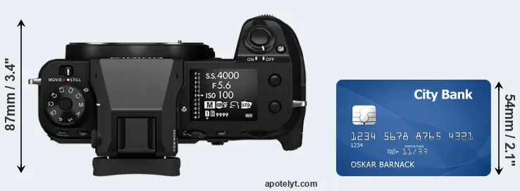 GFX 100S versus credit card top view
