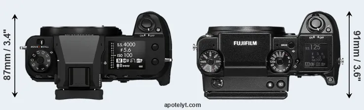 Compare GFX 100S versus GFX 50S top