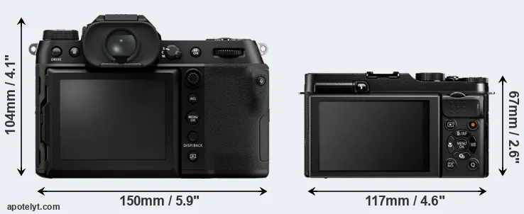 Comparison GFX 100S or X-A1 rear