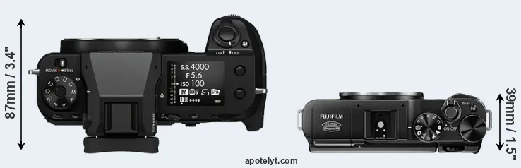 Compare GFX 100S versus X-A1 top