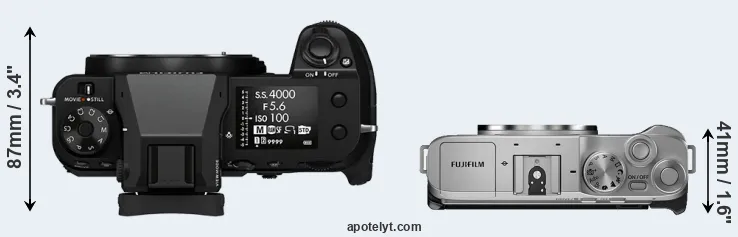 Compare GFX 100S versus X-A7 top