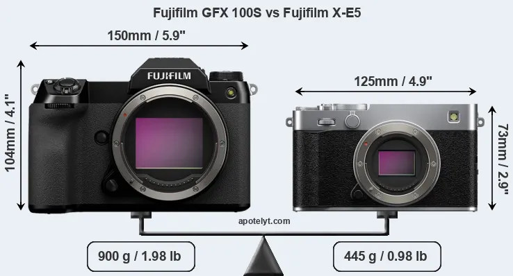 Size Fujifilm GFX 100S vs Fujifilm X-E5