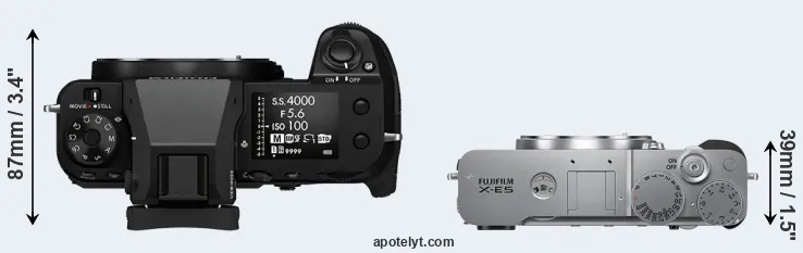 Compare GFX 100S versus X-E5 top
