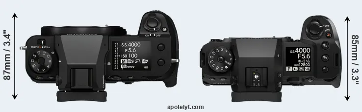 Compare GFX 100S versus X-H2 top