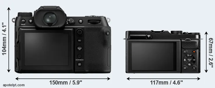 Comparison GFX 100S or X-M1 rear