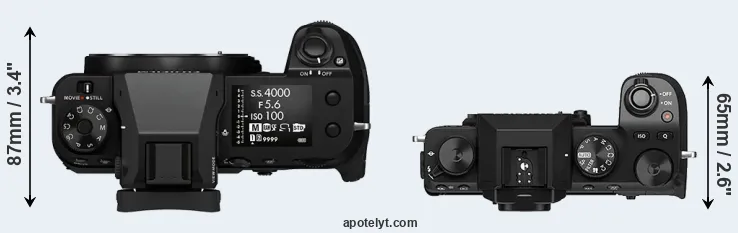 Compare GFX 100S versus X-S10 top