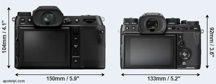 Comparison GFX 100S or X-T2 rear