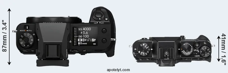 Compare GFX 100S versus X-T20 top