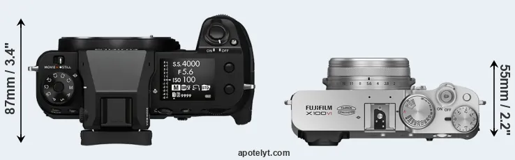 Compare GFX 100S versus X100VI top