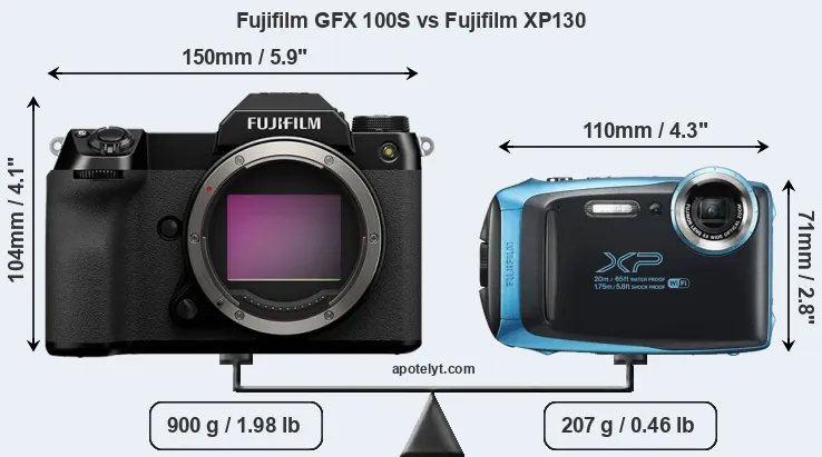 Size Fujifilm GFX 100S vs Fujifilm XP130