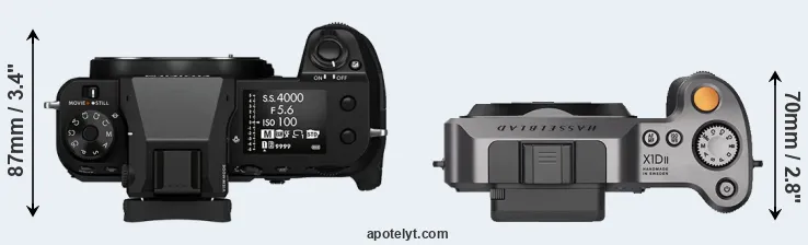 Compare GFX 100S versus X1D II top