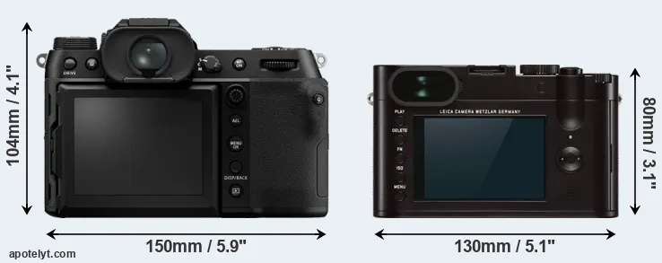 Comparison GFX 100S or Q Typ 116 rear