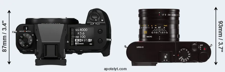 Compare GFX 100S versus Q Typ 116 top