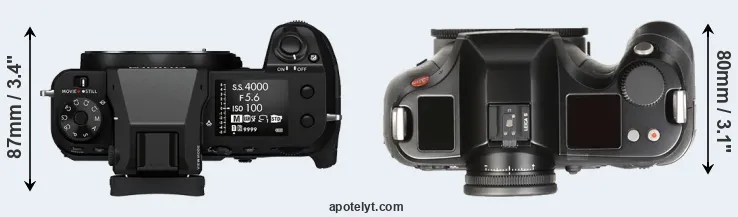 Compare GFX 100S versus S Typ 007 top