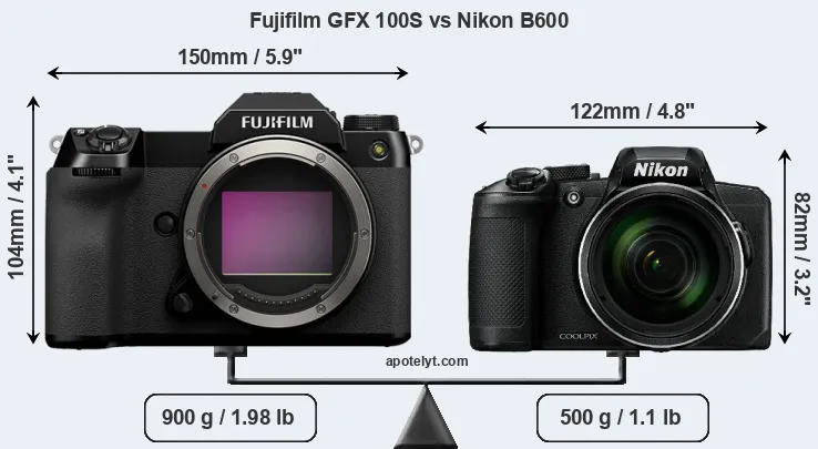 Size Fujifilm GFX 100S vs Nikon B600