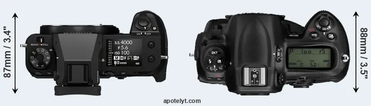 Compare GFX 100S versus D3 top