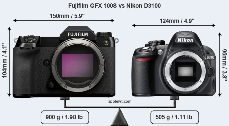 Size Fujifilm GFX 100S vs Nikon D3100