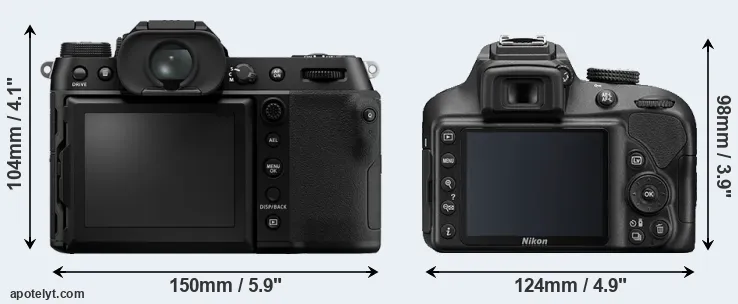 Comparison GFX 100S or D3400 rear