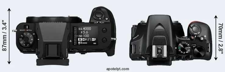 Compare GFX 100S versus D3500 top