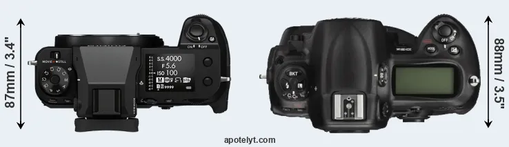 Compare GFX 100S versus D3X top