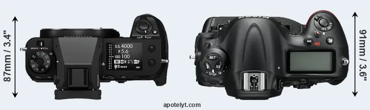 Compare GFX 100S versus D4S top