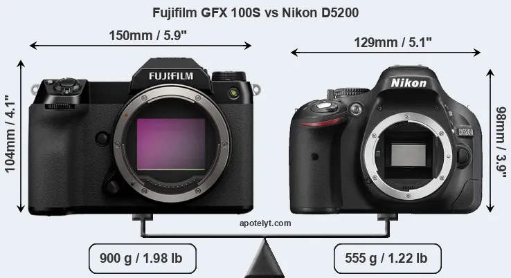 Size Fujifilm GFX 100S vs Nikon D5200
