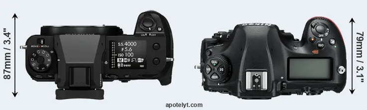 Compare GFX 100S versus D850 top