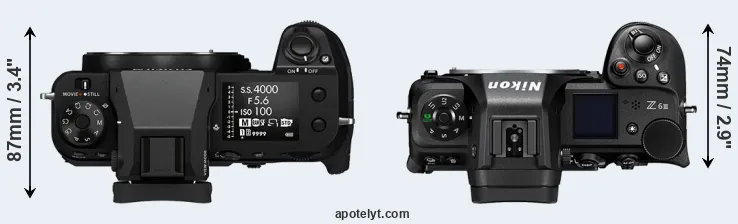 Compare GFX 100S versus Z6 III top