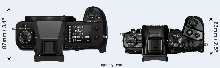 Compare GFX 100S versus E-M1 top