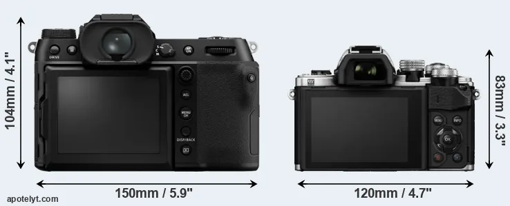 Comparison GFX 100S or E-M10 II rear