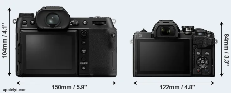 Comparison GFX 100S or E-M10 IV rear