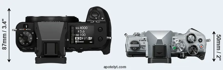 Compare GFX 100S versus E-M5 III top
