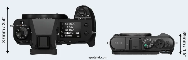 Compare GFX 100S versus E-PL10 top