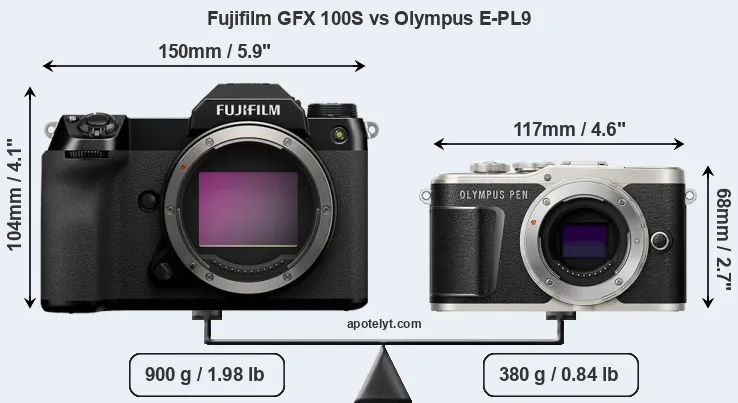 Size Fujifilm GFX 100S vs Olympus E-PL9