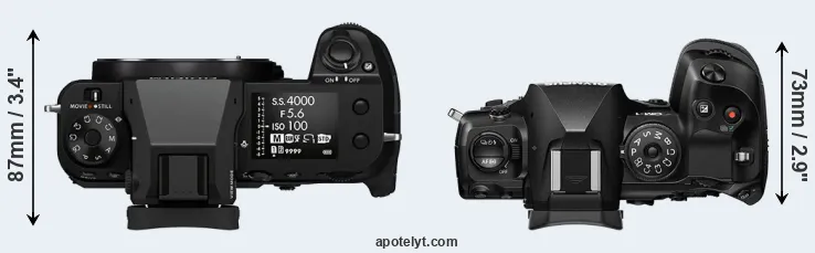 Compare GFX 100S versus OM-1 top