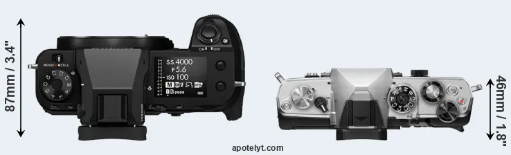 Compare GFX 100S versus OM-3 top