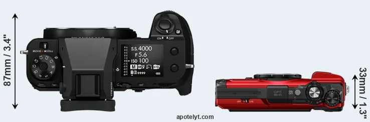 Compare GFX 100S versus TG-7 top