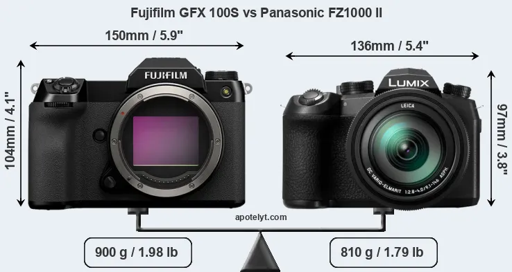 Size Fujifilm GFX 100S vs Panasonic FZ1000 II